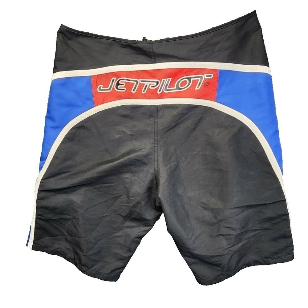 Jetpilot Mens Board Shorts‎ Black Blue Red Colorblock Board Swim Trunks Size 33
